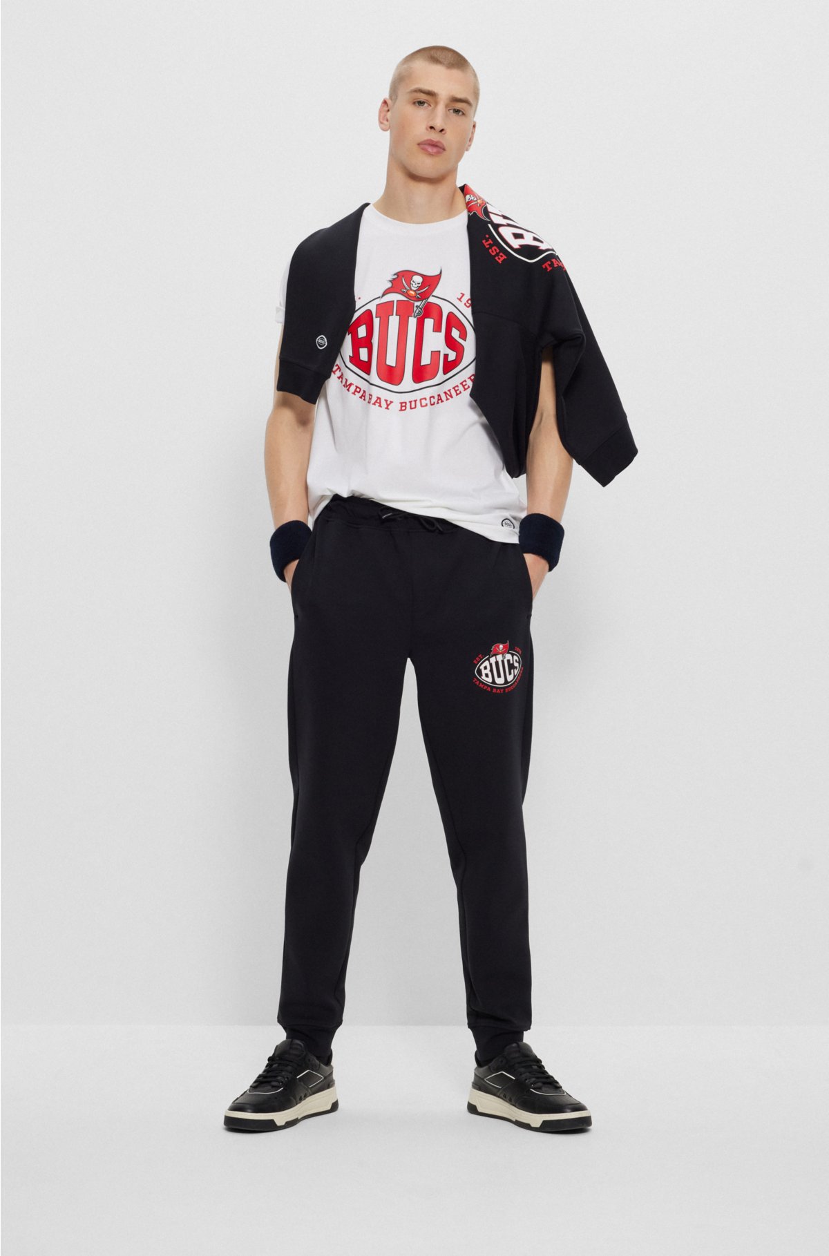  BOSS x NFL stretch-cotton T-shirt with collaborative branding, Bucs