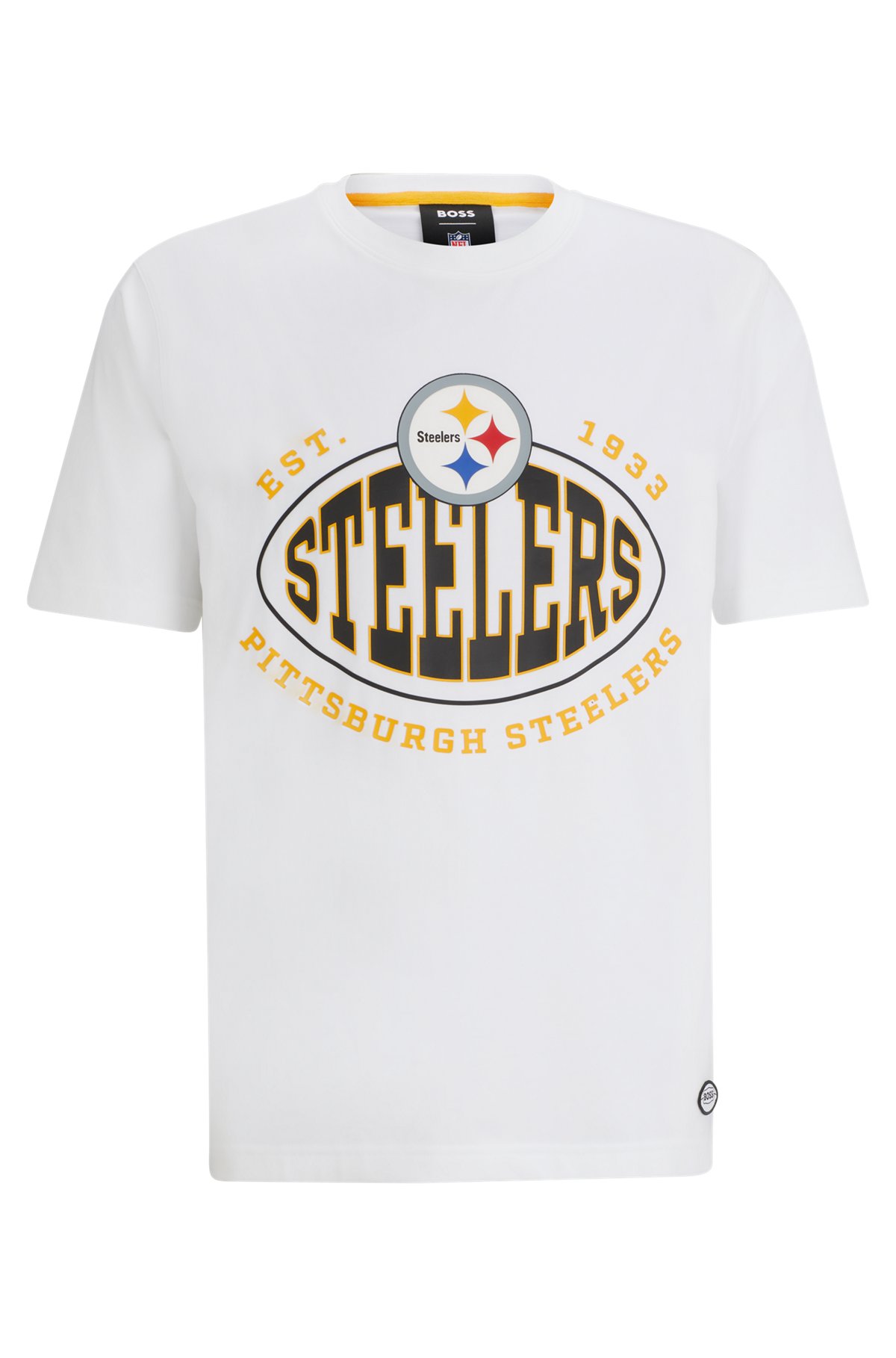  Camiseta de algodón elástico BOSS x NFL con detalle de la colaboración, Steelers