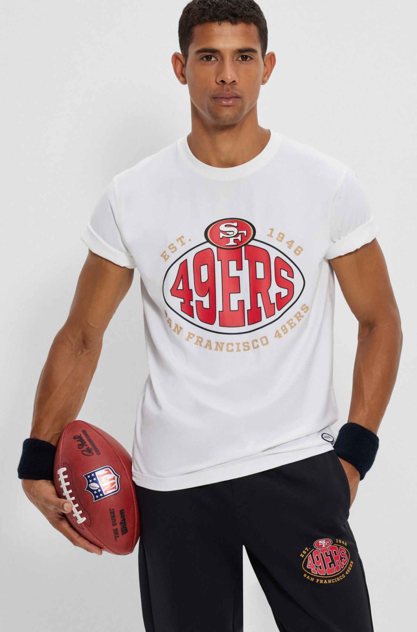 BOSS BOSS x NFL stretch cotton T shirt with collaborative branding