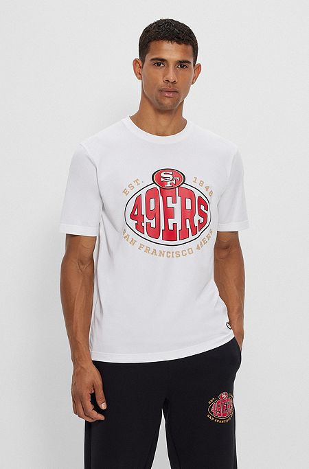  T-shirt en coton stretch BOSS x NFL avec logo du partenariat, 49ers