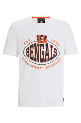 Shop Hugo Boss Boss X Nfl Stretch-cotton T-shirt With Collaborative Branding In Bengals