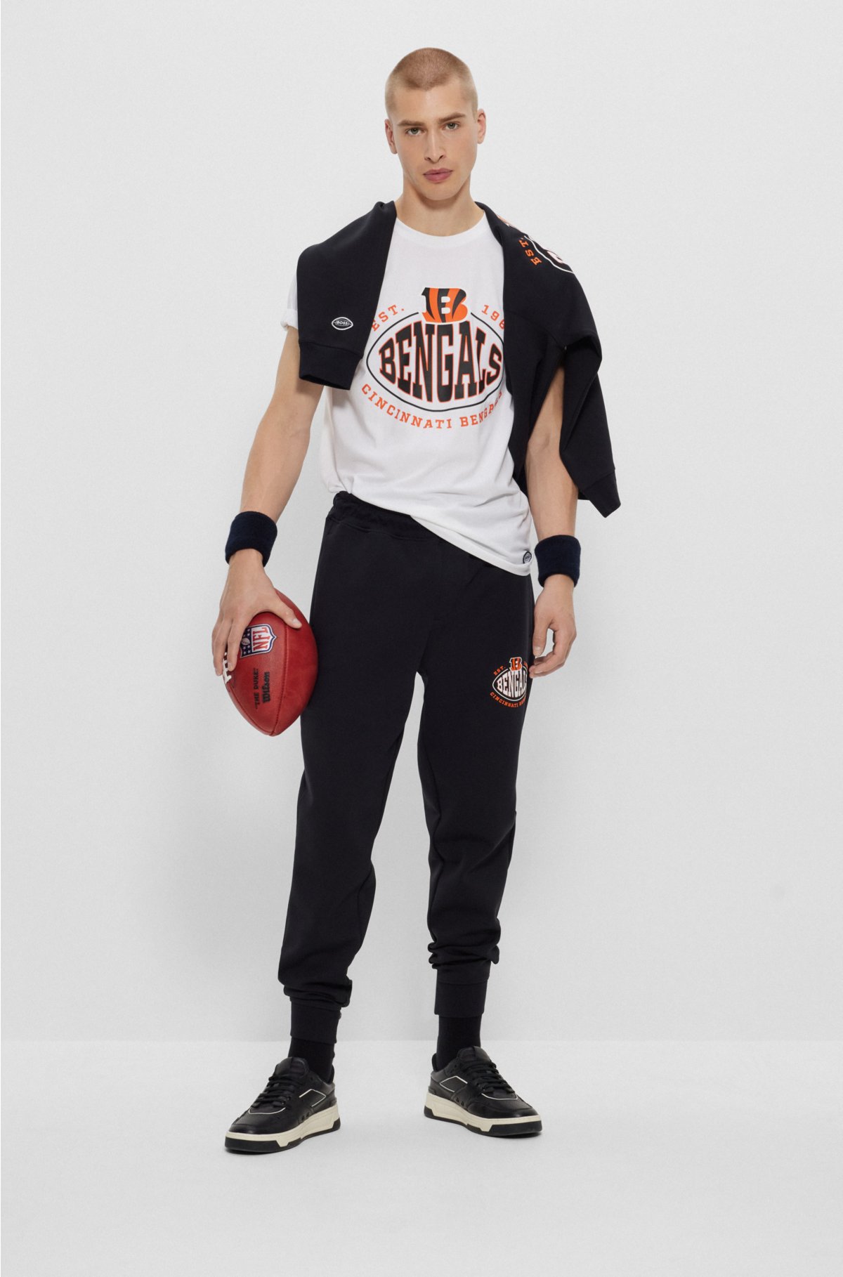  BOSS x NFL stretch-cotton T-shirt with collaborative branding, Bengals