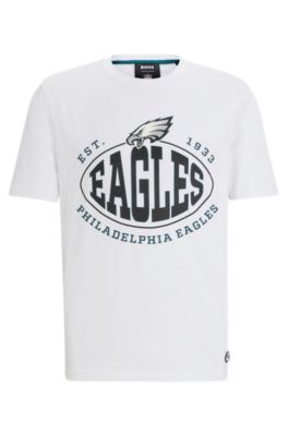 Hugo Boss Boss X Nfl Stretch-cotton T-shirt With Collaborative Branding In Eagles
