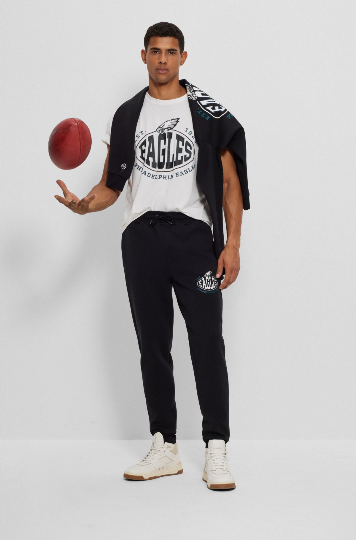  BOSS x NFL stretch-cotton T-shirt with collaborative branding, Eagles