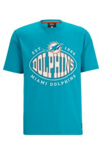  Camiseta de algodón elástico BOSS x NFL con detalle de la colaboración, Dolphins