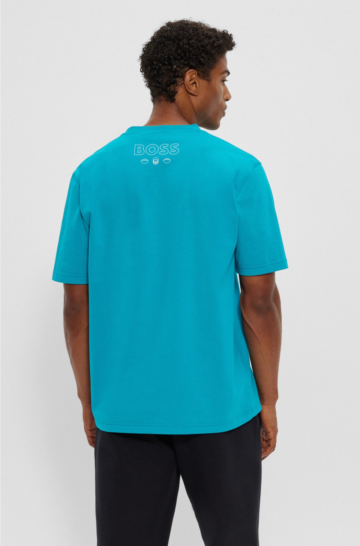  BOSS x NFL stretch-cotton T-shirt with collaborative branding, Dolphins