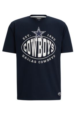 Shop Hugo Boss Boss X Nfl Stretch-cotton T-shirt With Collaborative Branding In Cowboys