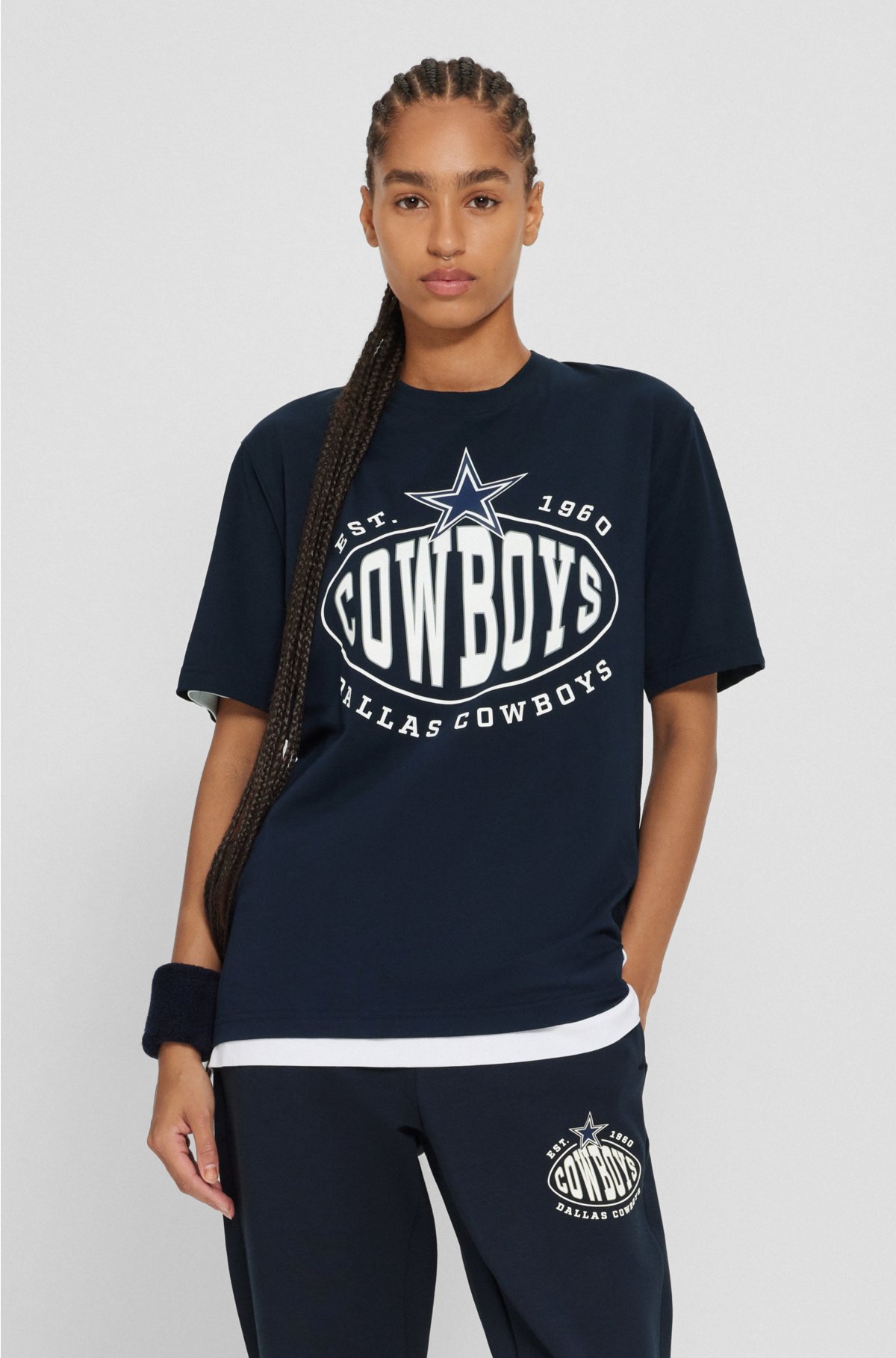  BOSS x NFL stretch-cotton T-shirt with collaborative branding, Cowboys