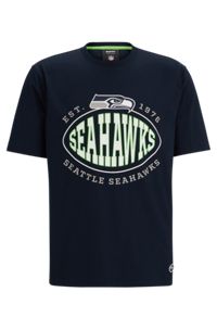  Camiseta de algodón elástico BOSS x NFL con detalle de la colaboración, Seahawks