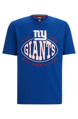 Shop Hugo Boss Boss X Nfl Stretch-cotton T-shirt With Collaborative Branding In Giants