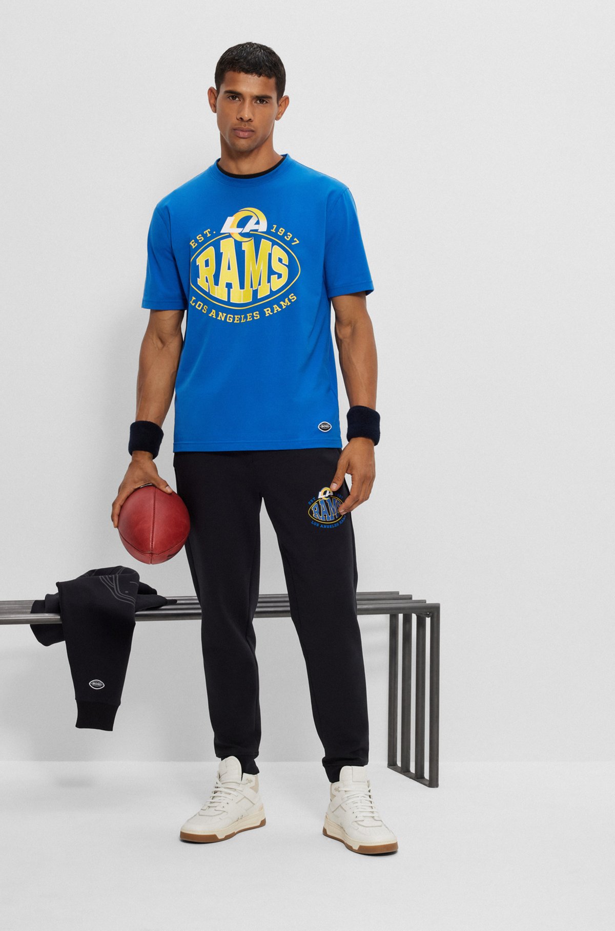 T-shirt en coton stretch BOSS x NFL avec logo du partenariat, Rams