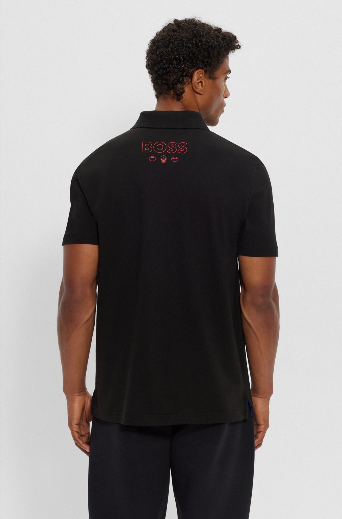 BOSS x NFL cotton-piqué polo shirt with collaborative branding, Giants