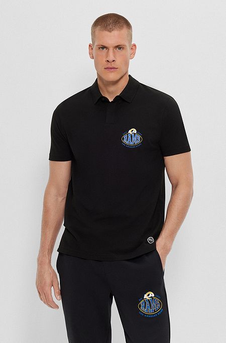 BOSS x NFL cotton-piqué polo shirt with collaborative branding, Rams
