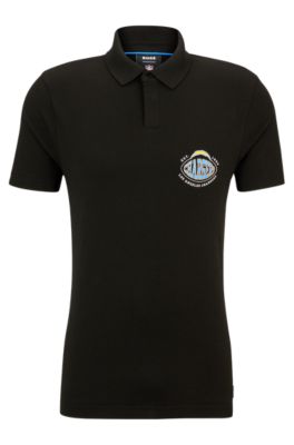 Shop Hugo Boss Boss X Nfl Cotton-piqu Polo Shirt With Collaborative Branding In Chargers