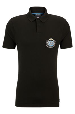 Hugo Boss Boss X Nfl Cotton-piqu Polo Shirt With Collaborative Branding In Black