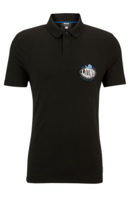 Hugo Boss Boss X Nfl Cotton-piqu Polo Shirt With Collaborative Branding In Lions