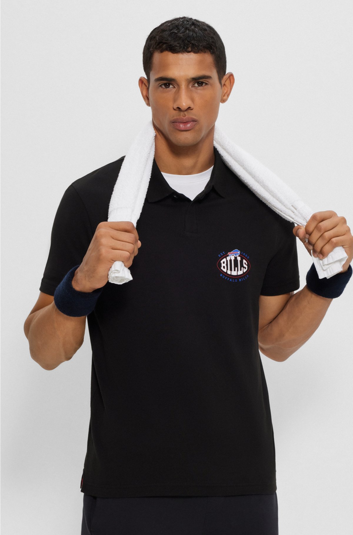 BOSS x NFL cotton-piqué polo shirt with collaborative branding, Bills
