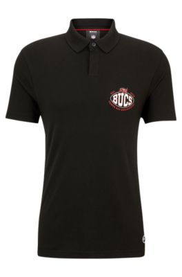 Shop Hugo Boss Boss X Nfl Cotton-piqu Polo Shirt With Collaborative Branding In Bucs