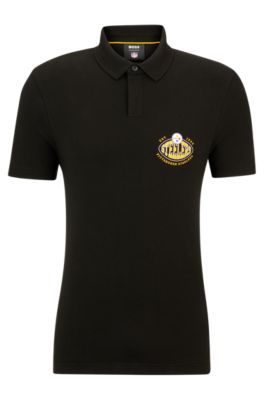 Shop Hugo Boss Boss X Nfl Cotton-piqu Polo Shirt With Collaborative Branding In Steelers