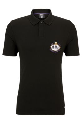 Shop Hugo Boss Boss X Nfl Cotton-piqu Polo Shirt With Collaborative Branding In Vikings