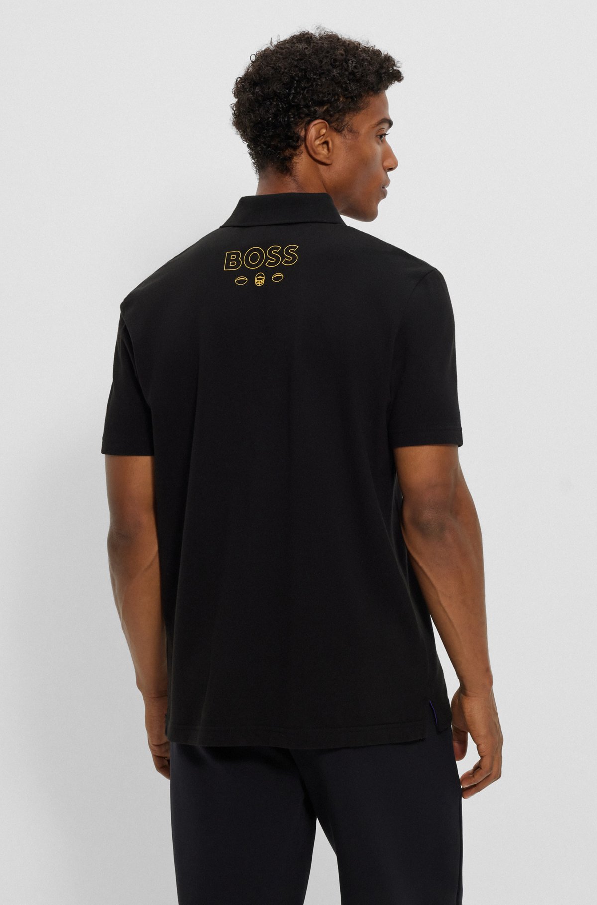 BOSS x NFL cotton-piqué polo shirt with collaborative branding, Vikings