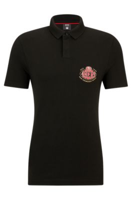 Hugo Boss Boss X Nfl Cotton-piqu Polo Shirt With Collaborative Branding In 49ers