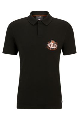 Shop Hugo Boss Boss X Nfl Cotton-piqu Polo Shirt With Collaborative Branding In Bengals