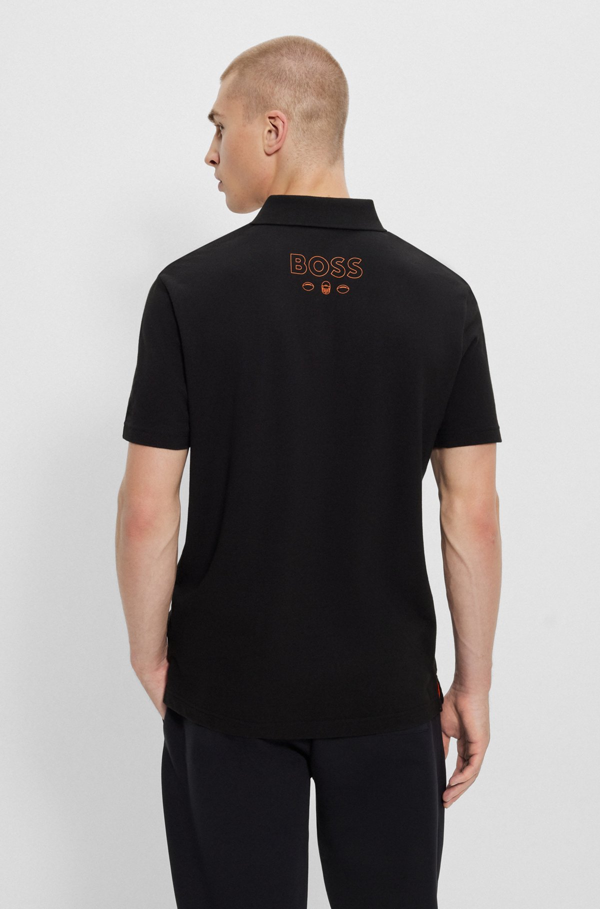 BOSS x NFL cotton-piqué polo shirt with collaborative branding, Bengals