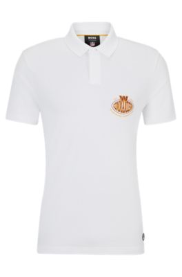 Hugo Boss Boss X Nfl Cotton-piqu Polo Shirt With Collaborative Branding In Commanders