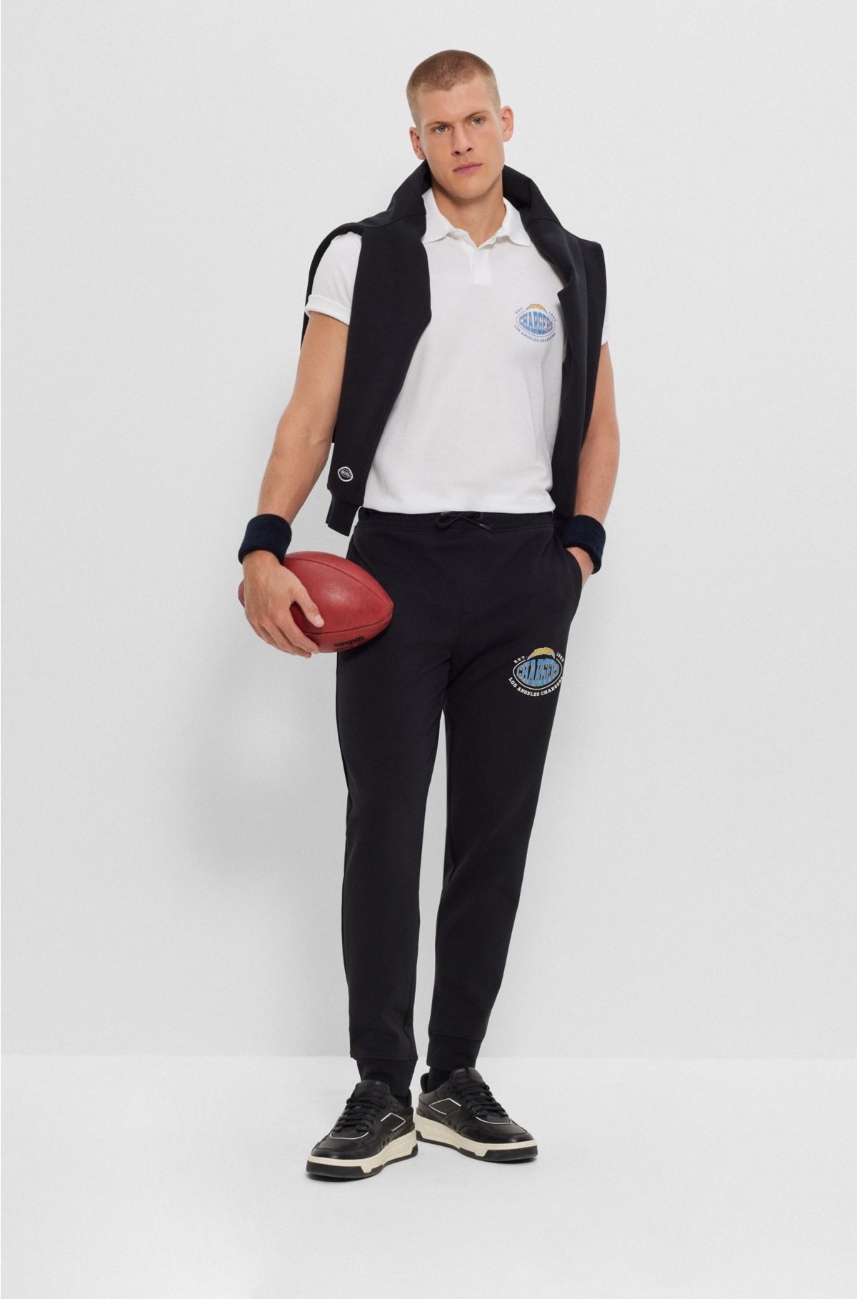 BOSS x NFL cotton-piqué polo shirt with collaborative branding, Chargers