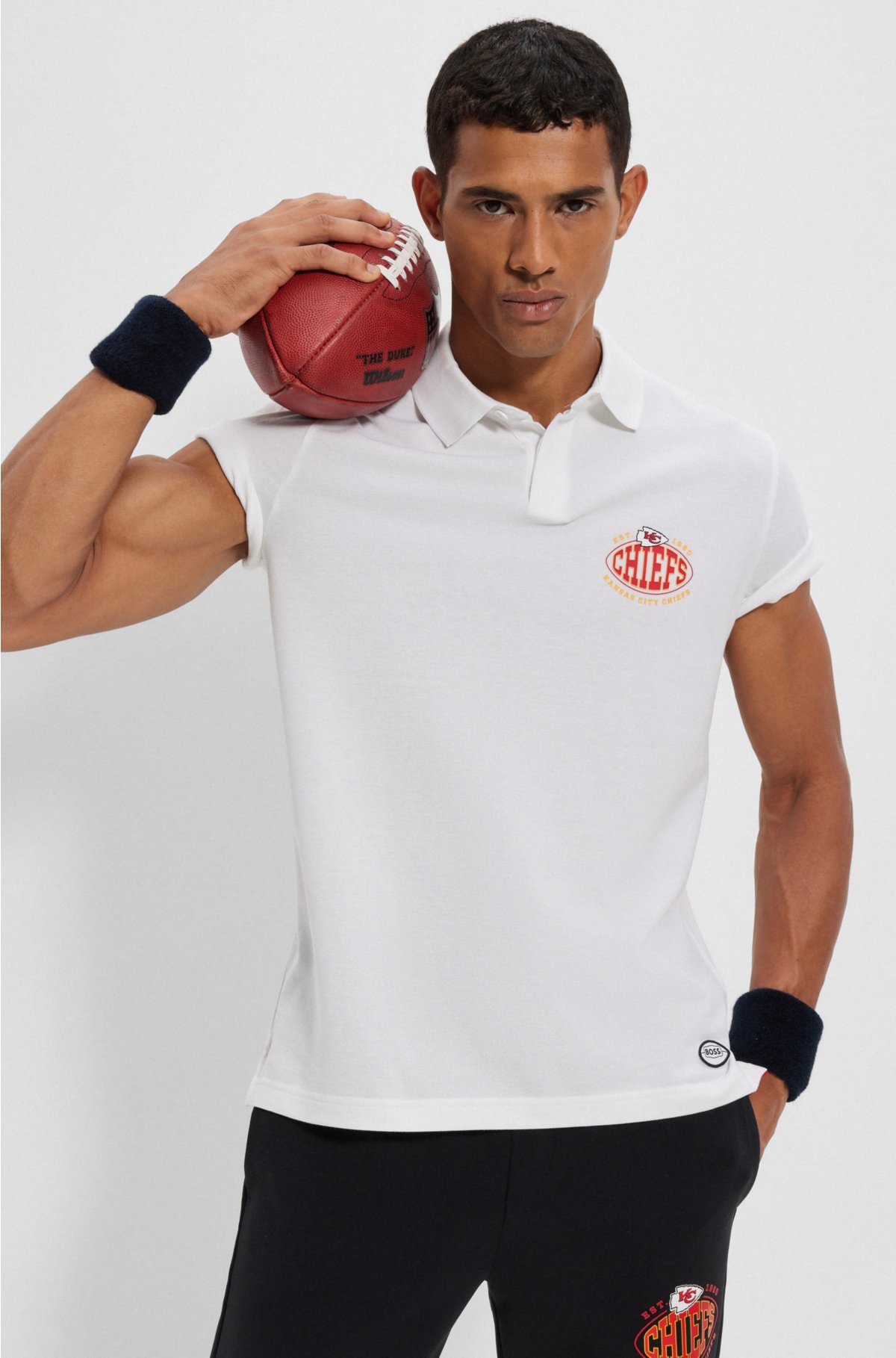BOSS x NFL cotton-piqué polo shirt with collaborative branding, Chiefs