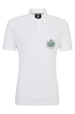Shop Hugo Boss Boss X Nfl Cotton-piqu Polo Shirt With Collaborative Branding In Seahawks
