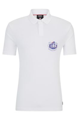 Shop Hugo Boss Boss X Nfl Cotton-piqu Polo Shirt With Collaborative Branding In Bills