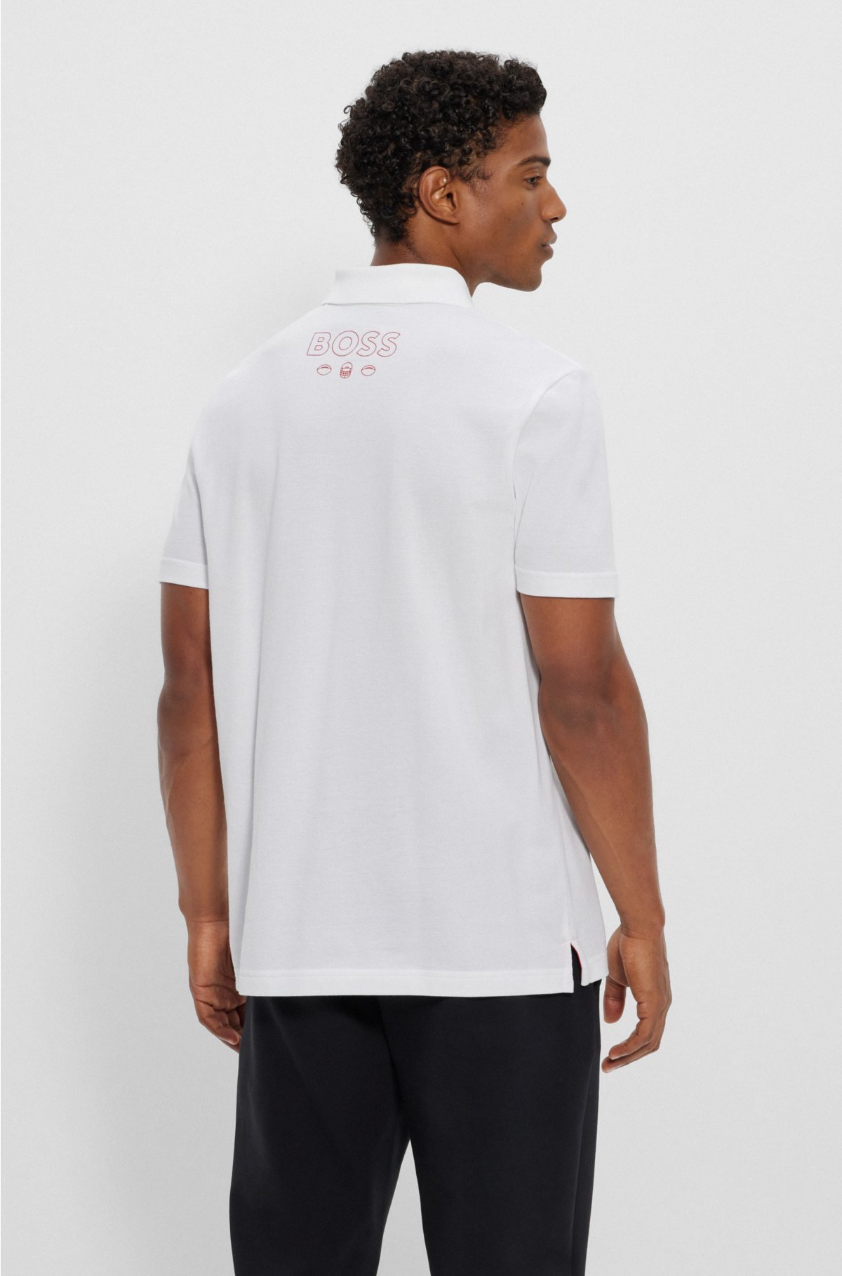 BOSS x NFL cotton-piqué polo shirt with collaborative branding, Bucs