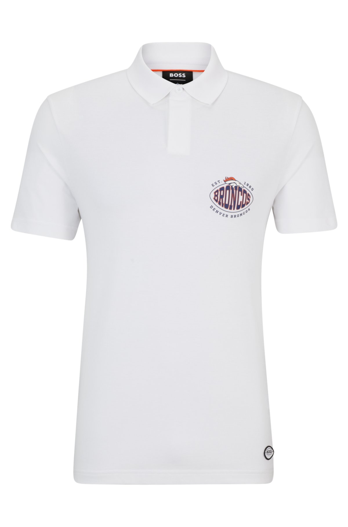 BOSS x NFL cotton-piqué polo shirt with collaborative branding, Broncos