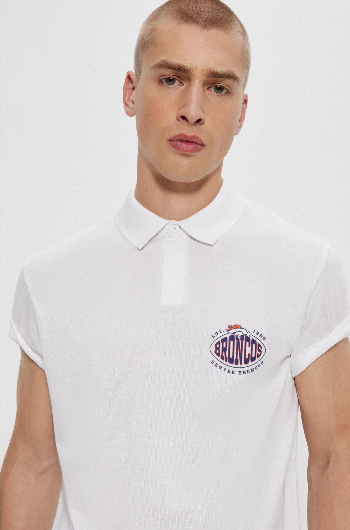 BOSS x NFL cotton-piqué polo shirt with collaborative branding, Broncos