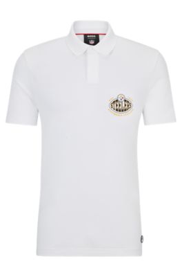 Shop Hugo Boss Boss X Nfl Cotton-piqu Polo Shirt With Collaborative Branding In Steelers