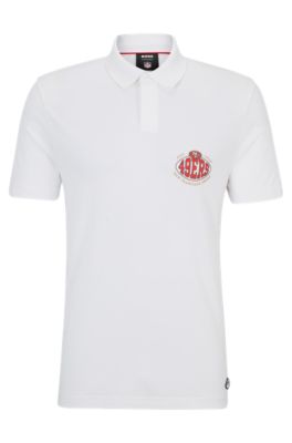 Shop Hugo Boss Boss X Nfl Cotton-piqu Polo Shirt With Collaborative Branding In 49ers
