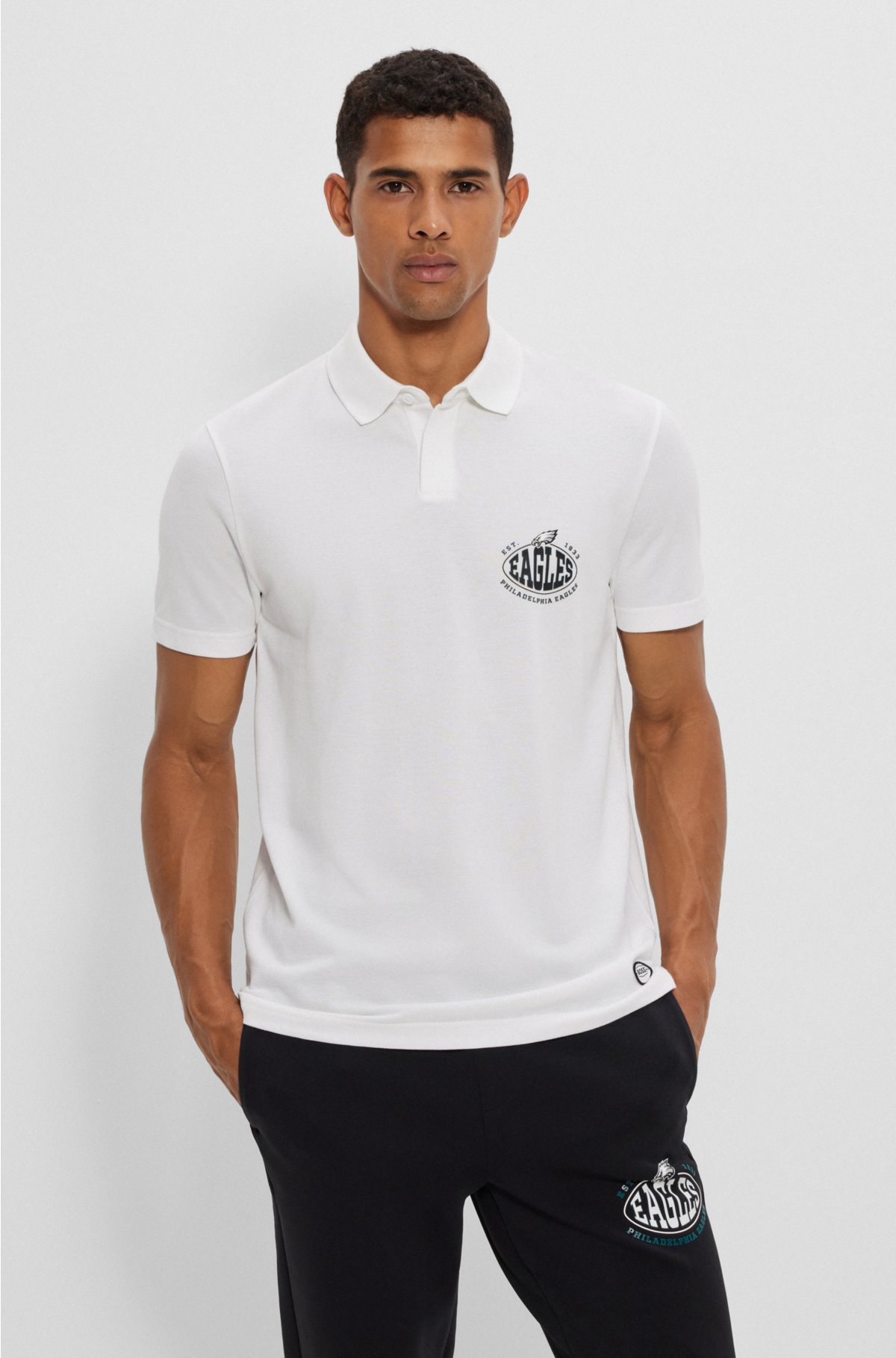 BOSS x NFL cotton-piqué polo shirt with collaborative branding, Eagles