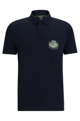 Shop Hugo Boss Boss X Nfl Cotton-piqu Polo Shirt With Collaborative Branding In Seahawks