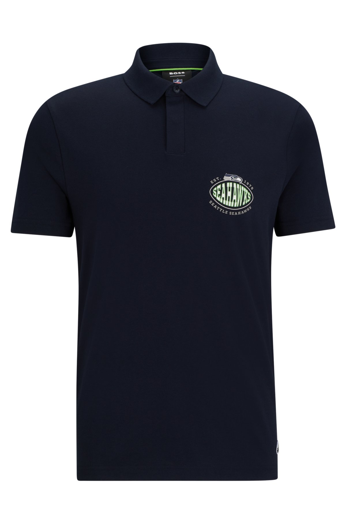 BOSS x NFL cotton-piqué polo shirt with collaborative branding, Seahawks