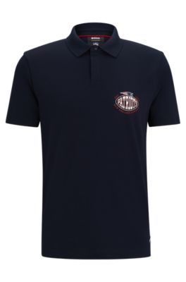 Shop Hugo Boss Boss X Nfl Cotton-piqu Polo Shirt With Collaborative Branding In Patriots