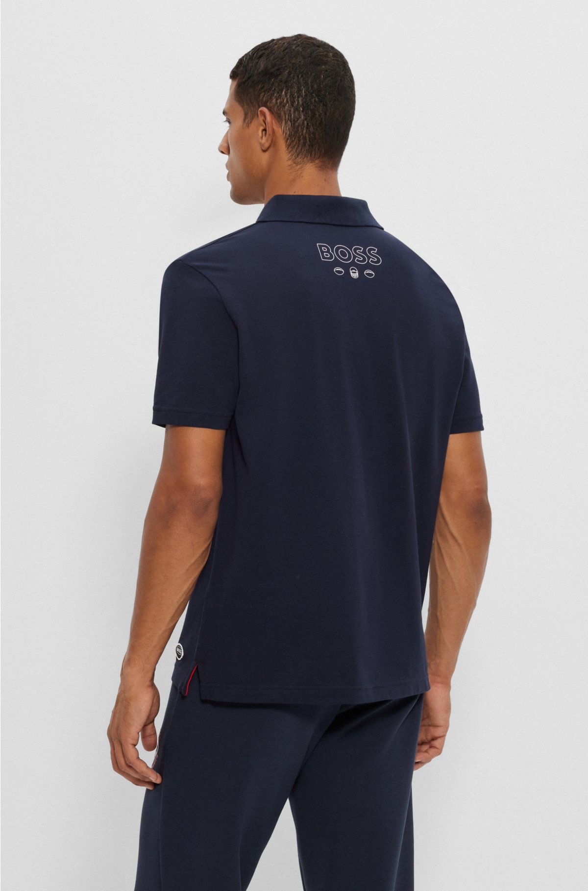 BOSS x NFL cotton-piqué polo shirt with collaborative branding, Patriots