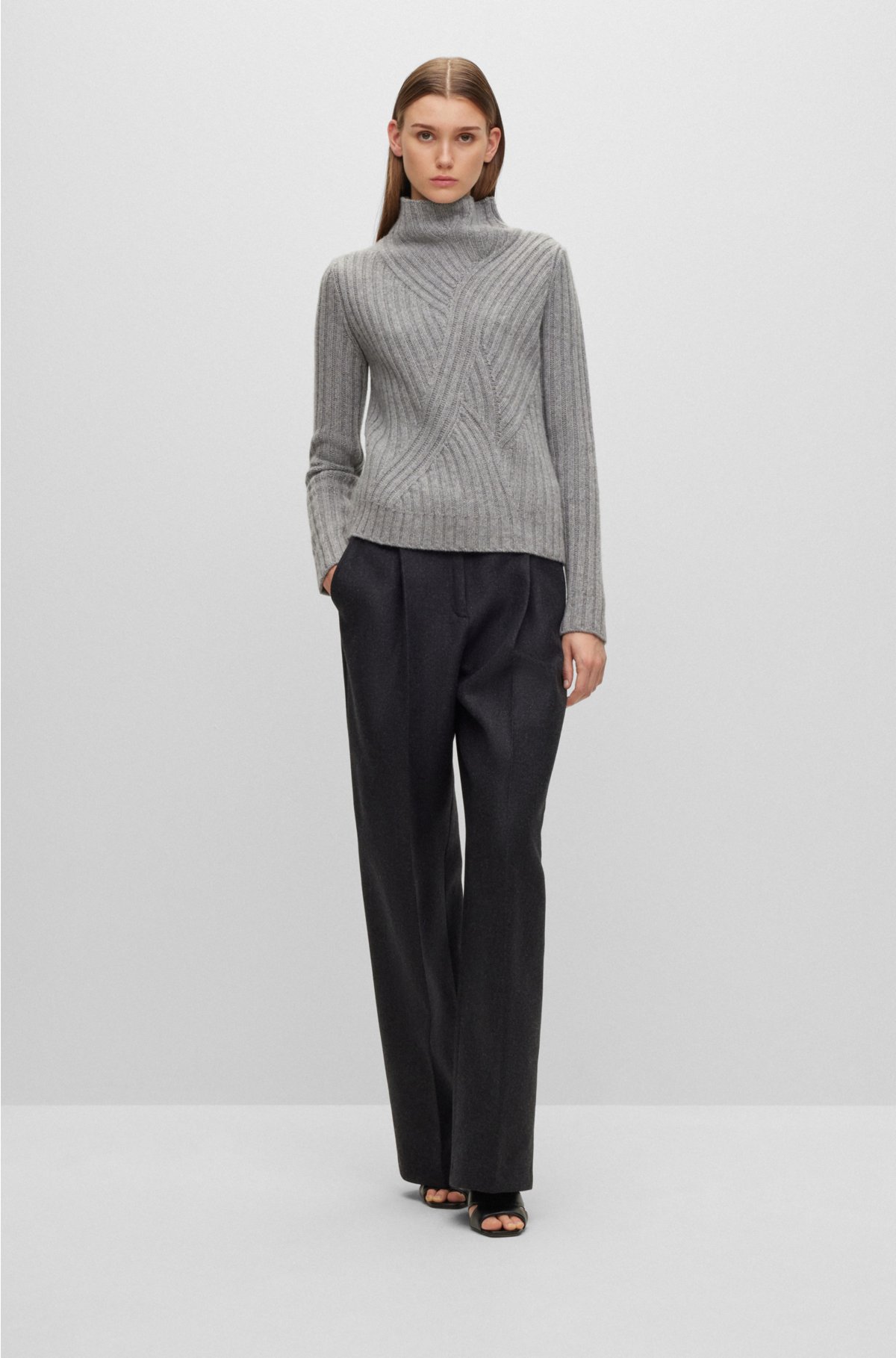 BOSS - Funnel-neck sweater in virgin wool and cashmere