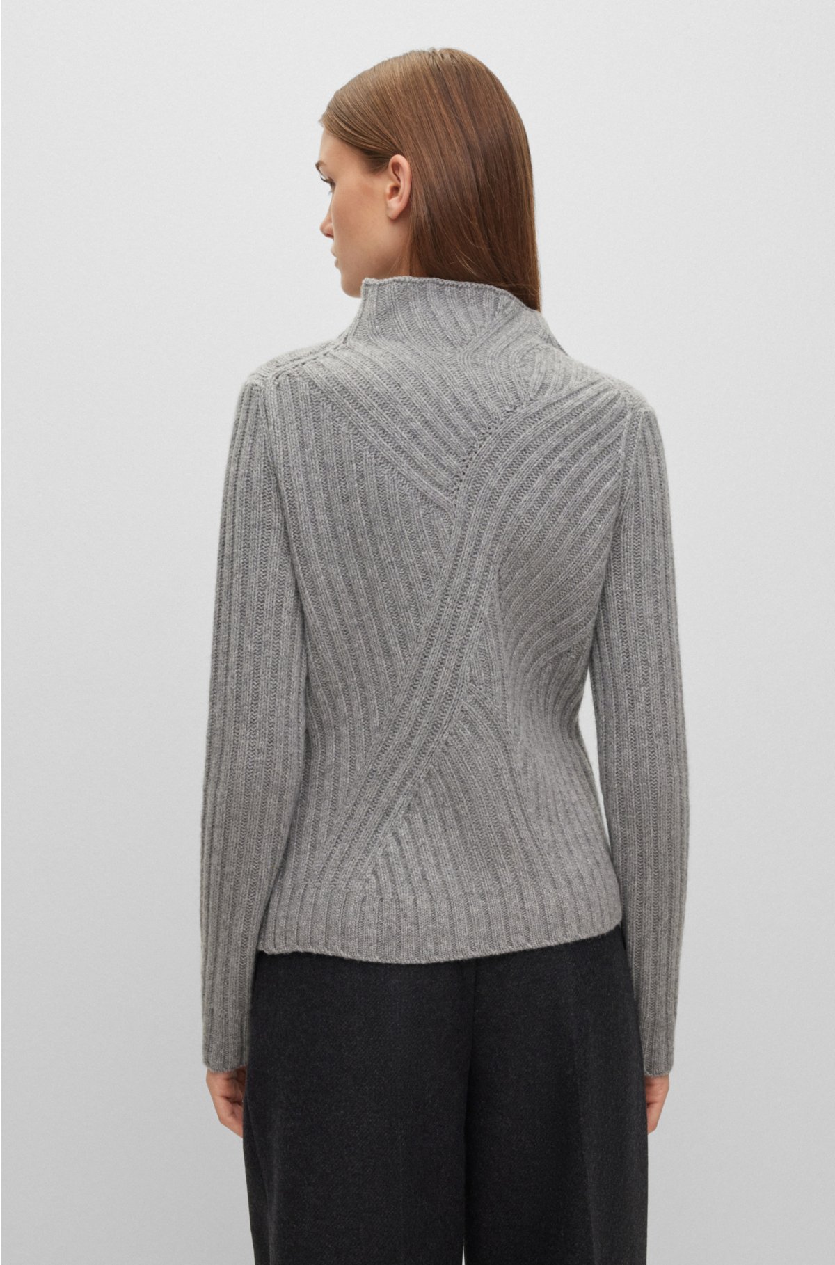 BOSS - Rollneck sweater in degradé virgin wool and silk