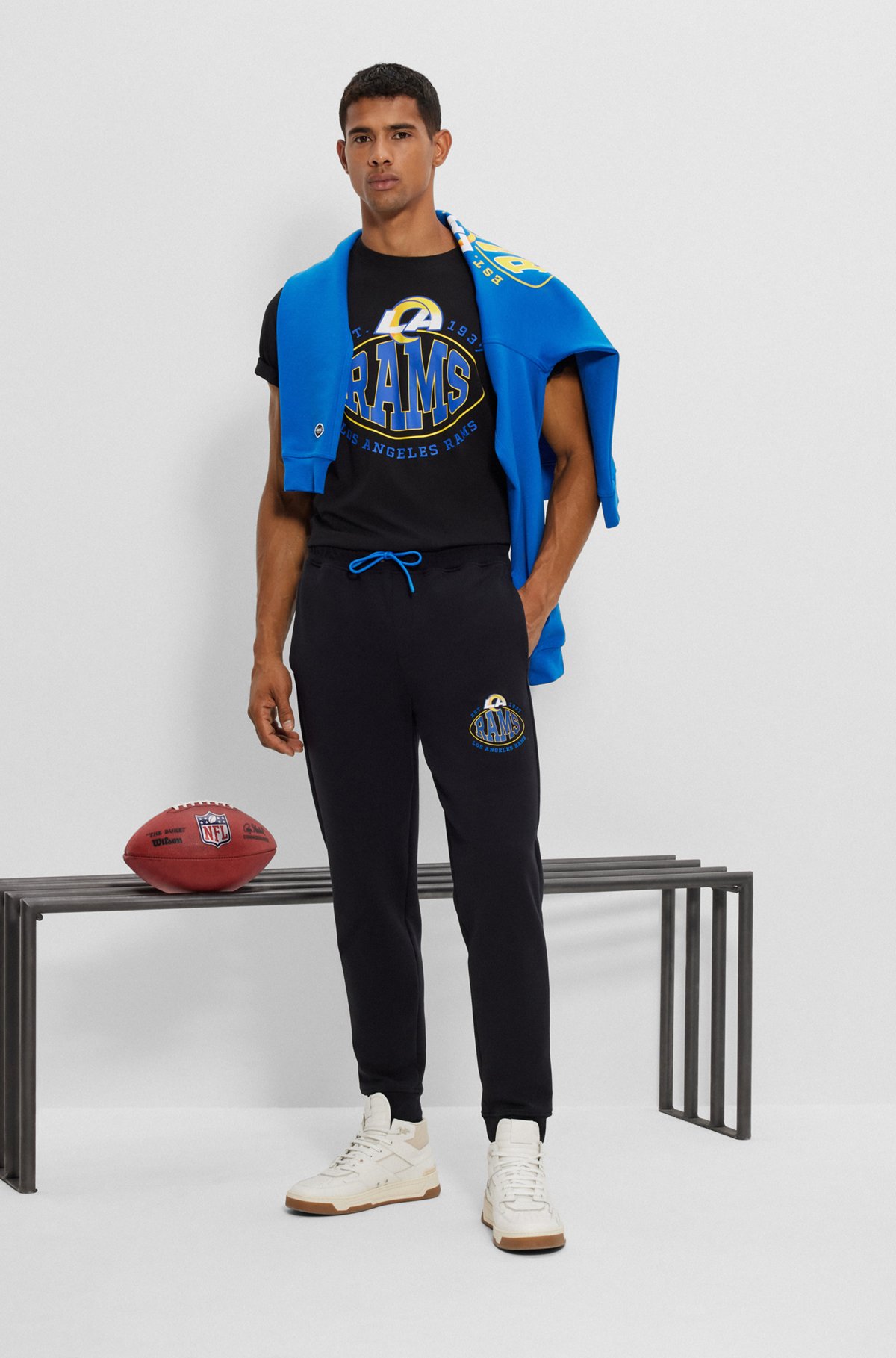 Pantalones de chándal BOSS x NFL de mezcla de algodón con detalle de la colaboración, Rams
