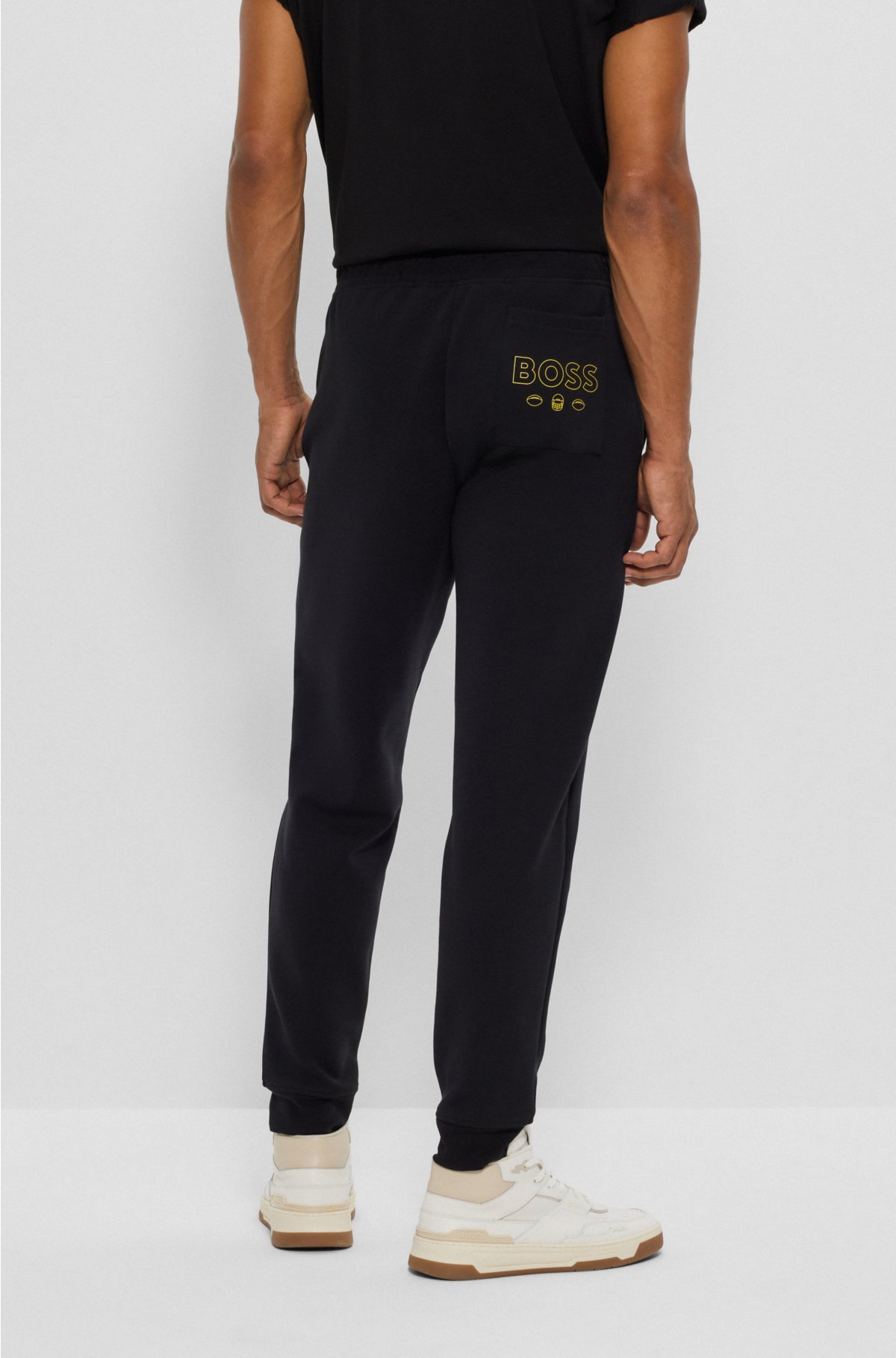 BOSS x NFL cotton-blend tracksuit bottoms with collaborative branding, Rams