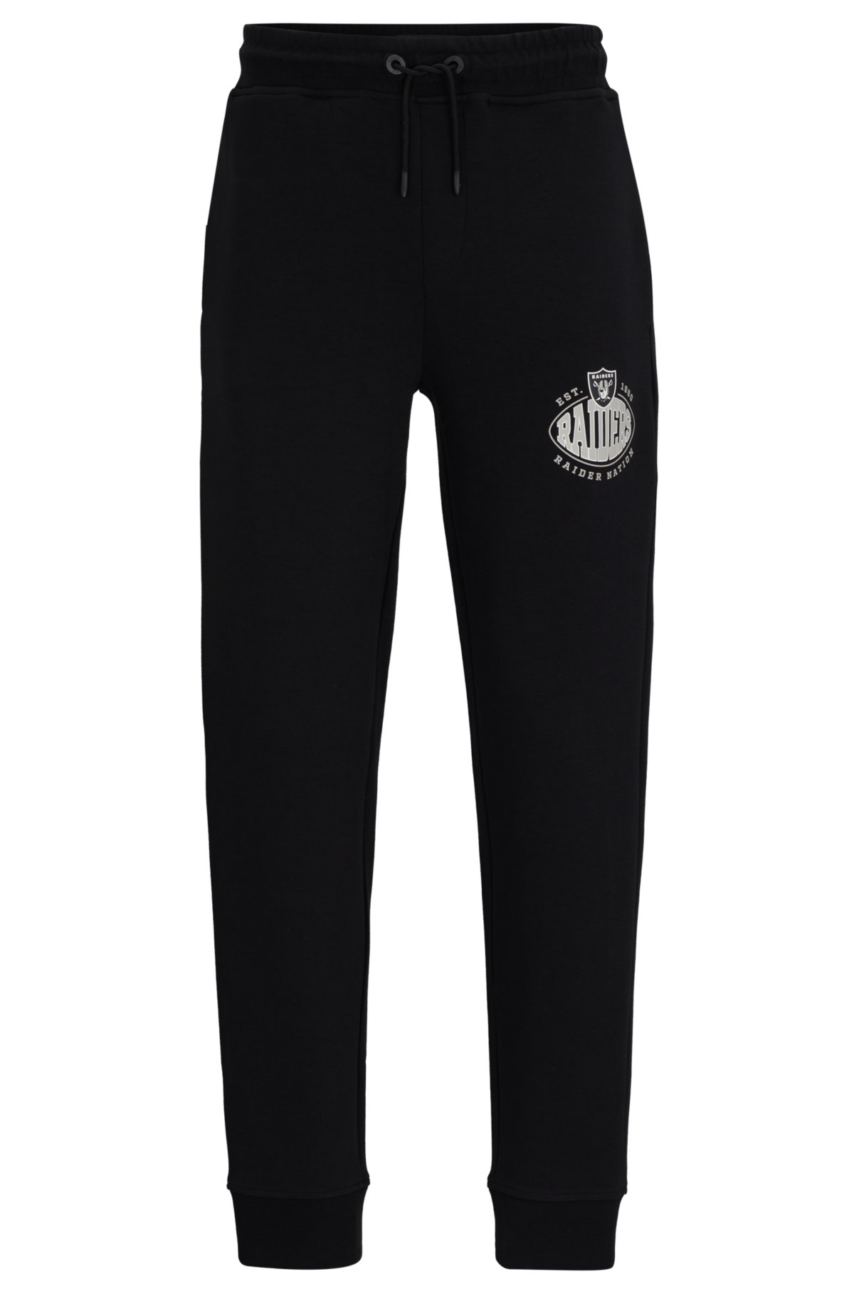 BOSS x NFL cotton-blend tracksuit bottoms with collaborative branding, Raiders