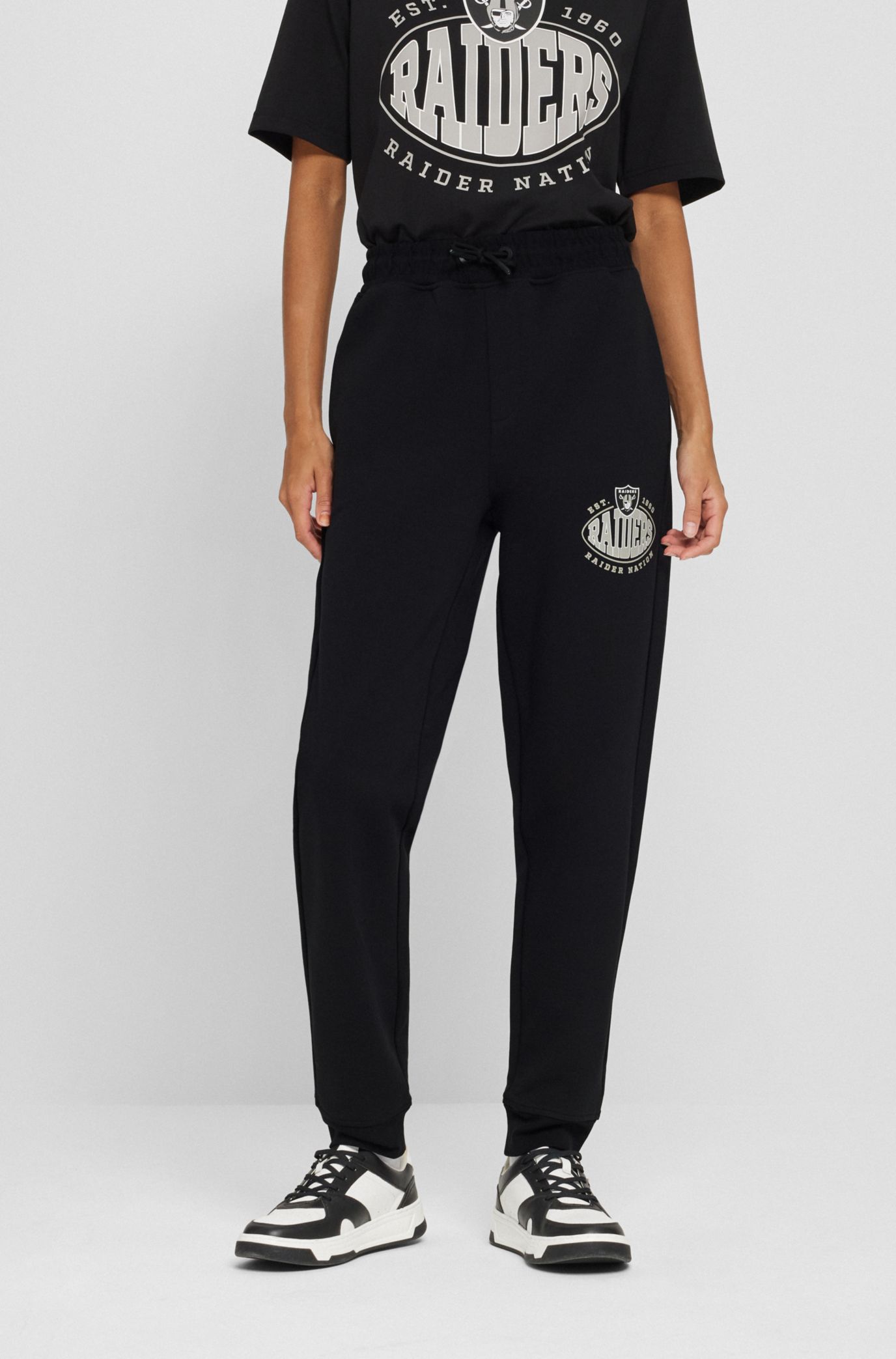 BOSS - Stretch-cotton tracksuit bottoms with embroidered logo