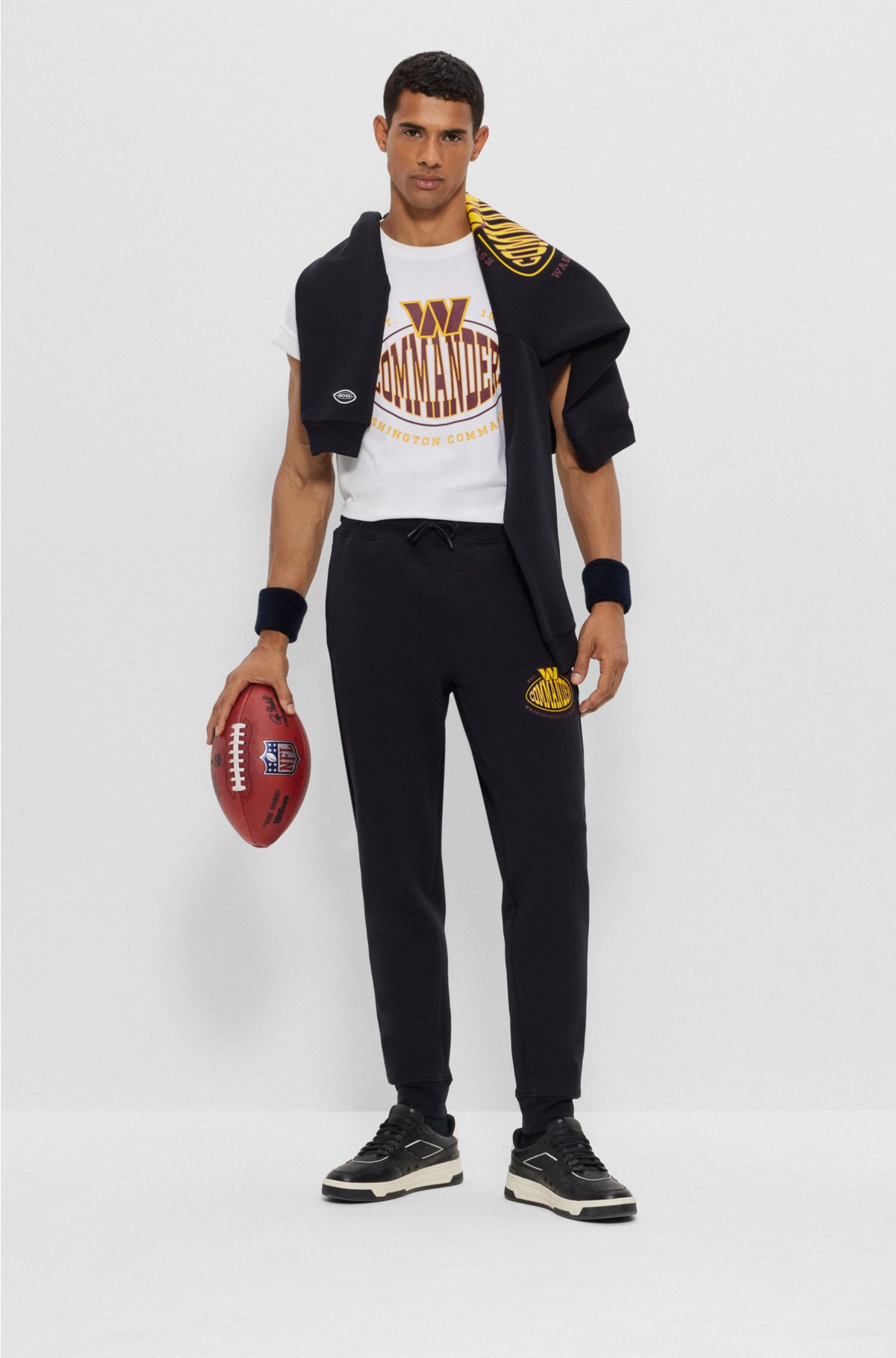 BOSS x NFL cotton-blend tracksuit bottoms with collaborative branding, Commanders